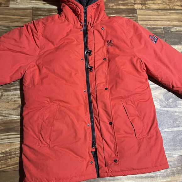 Official Licensed Super Bowl LII Security Puffer Down Jacket Red Mens Size XL - Picture 5 of 13